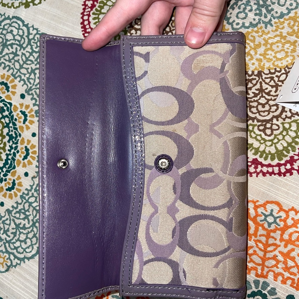 Coach Khaki and Purple Wallet - Picture 3 of 5